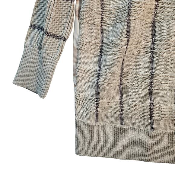 Simply Vera Cream Gray Silver Sweater Geometric Back Brown Medium Classic - Picture 4 of 8